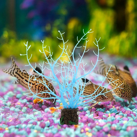 WESIEVYA Sky Blue Glowing Fake Coral Decoration for Aquarium Fish Tank Durable and Lightweight