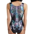 thumbnail image 2 of Women Gothic Style One-piece Swimsuit Skeleton Pattern Bathing Suit Tummy Control Swimwear, 2 of 7