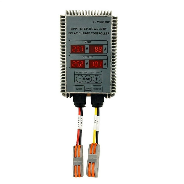 Controlador de Carga Solar MPPT de 300 W, Controlador de Voltaje Ajustable de 10-30 V, Controlador de Voltaje de Salida con Monitoreo en Tiempo Real