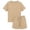 Khaki, variant on REDARER Girls Solid Short Sleeve Top & Drawstring Shorts 2-Piece Casual Summer Outfit,5-6 Years
