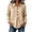 Beige, variant on Women's Solid Color Shirts Lapel V Neck Long Sleeve Blouse Front Pleat Blouses for Women Blue L