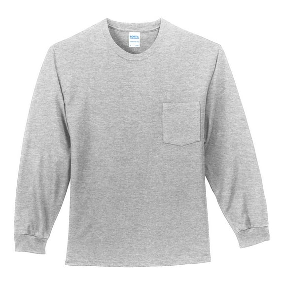 Port & Company Tall Long Sleeve Essential Pocket Tee-2XLT (Ash)
