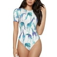 thumbnail image 2 of Uemuo Cool Giraffe Pattern Women's One Piece Short Sleeve Swimsuit Rash Guard Surfing Modest Quick-drying Swimsuit Beach Essentials-XX-Large, 2 of 9