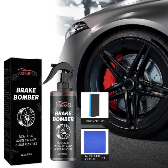 Non-Acid Wheel & Tire Cleaner Spray - Safe for Alloy, Chrome, Painted Rims, Removes Brake Dust, Road Grime, Rust, Effortless Scrubbing-Free Formula