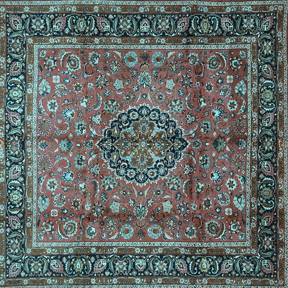 Ahgly Company Indoor Square Persian Light Blue Traditional Area Rugs, 4' Square