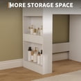 thumbnail image 3 of Large Makeup Vanity Desk with 10-Bulb Lighted Mirror, 3 Color Lighting Modes, Built-in Outlets, 5 Drawers and Soft Cushioned Stool, Bedroom Dressing Table, White, 3 of 6
