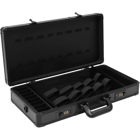 Professional Barber Case Stylist Portable Barber Carrying Case Tool Box Organizer Salon Barber Traveling Case with Handle and Numlock for Clippers Trimmers Scissors Combs Tools Black