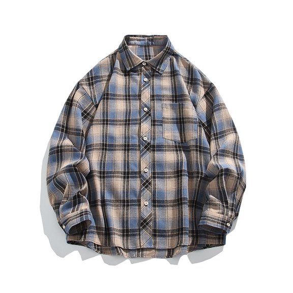 DAFPZW Flannel Button Down Shirt Cotton Plaid Shirts for Men Casual Long Sleeve Big and Tall Casual Shirts with Pockets