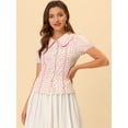 thumbnail image 4 of Blusa con cuello Peter Pan Allegra K Floral para Mujer Rosa claro M, 4 of 4