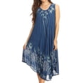 thumbnail image 5 of Sakkas Ecrin Women Tie-dye Sleeveless Stonewashed Caftan Cover up Dress Flowy - Denim Blue - One Size Regular, 5 of 5