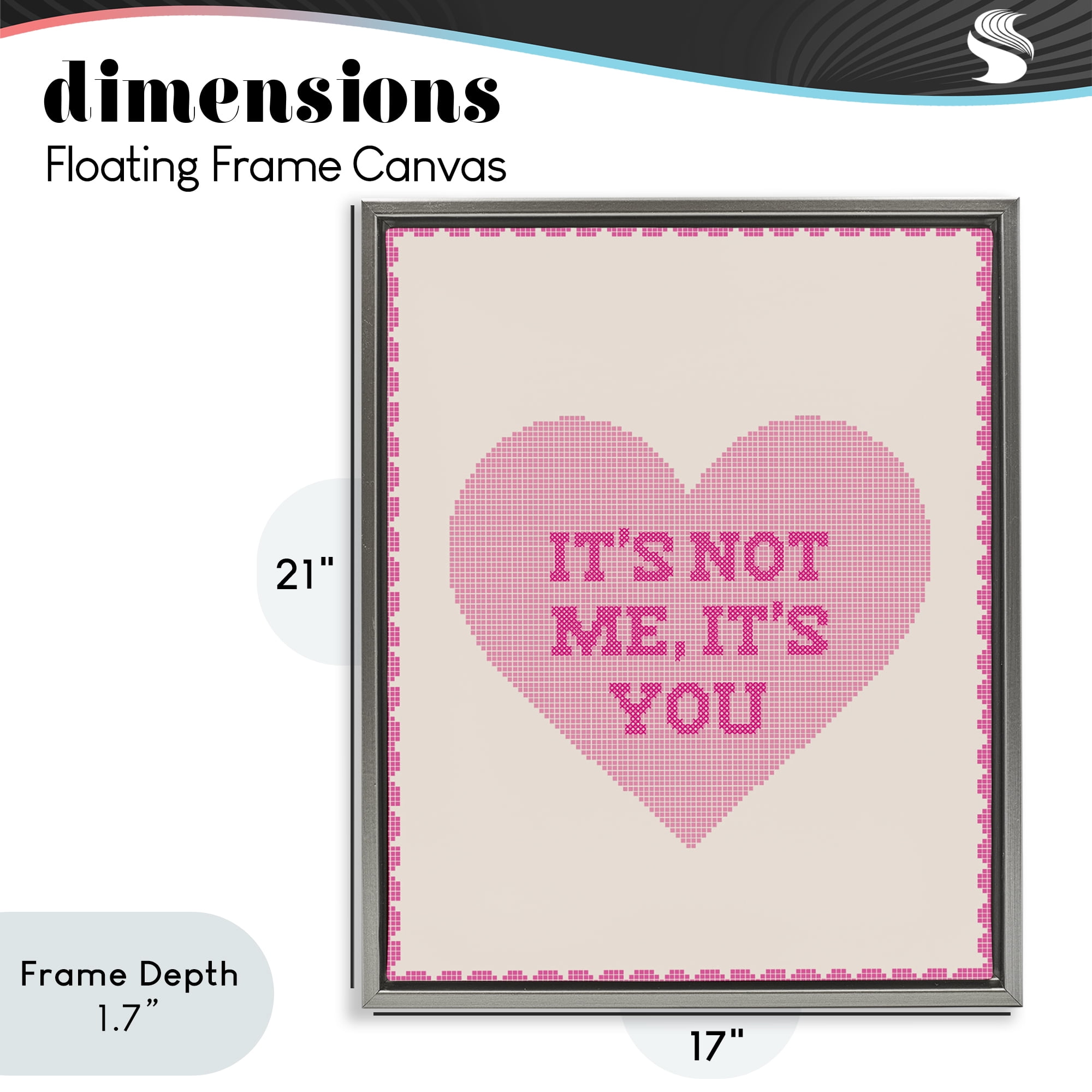 Stupell Industries Not Me It's You on Heart Gray Framed Floater Canvas Wall Art, design by Lil' Rue