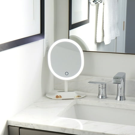 Glo-Tech - Oval Rechargeable LED Miror - White