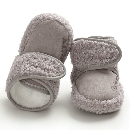 

Baby Boys Girls Snow Winter Boots Infant Toddler Soft Sole Winter Warm Crib Booties Shoes (Gray)