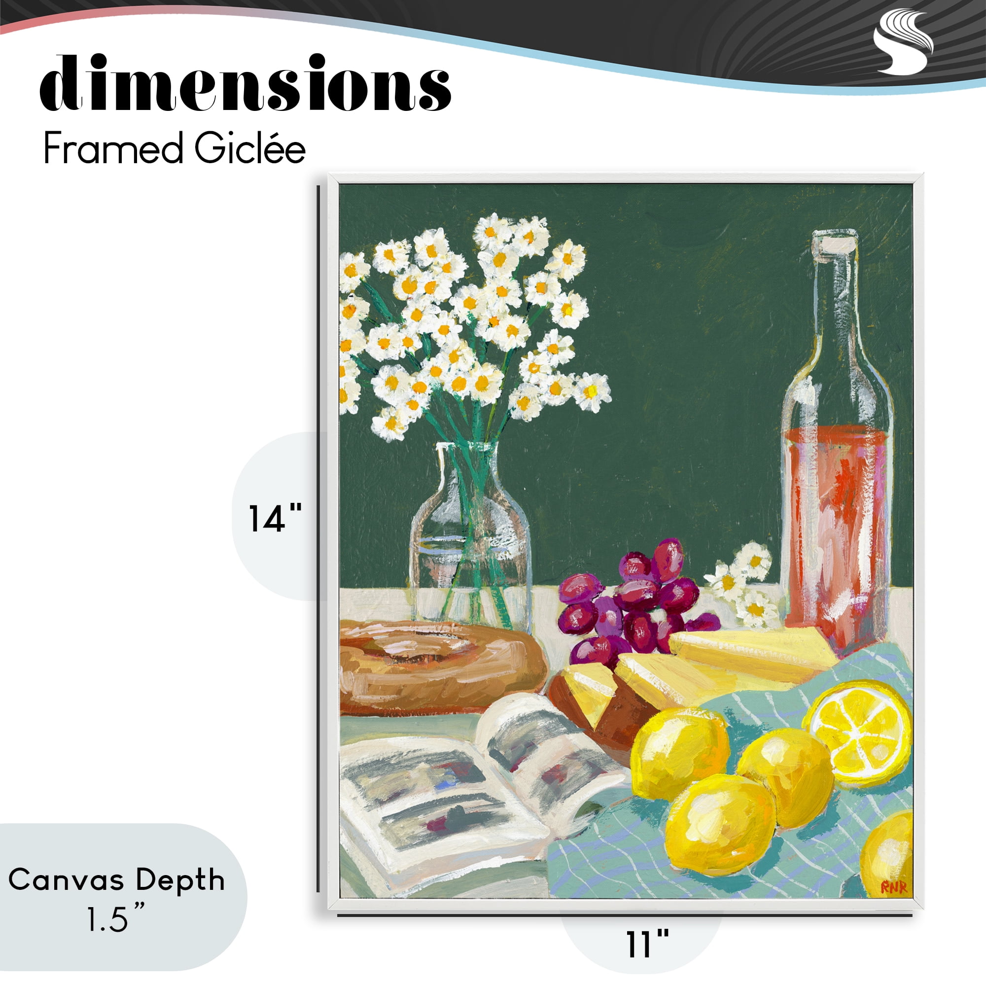 Stupell Industries Cheese, Wine and Lemon Still Life White Framed Giclee Art, design by Rachael Reese
