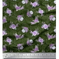 thumbnail image 1 of Soimoi Green polyester Crepe Fabric Circle & Peony Floral Print Fabric by the Yard 42 Inch Wide, 1 of 5