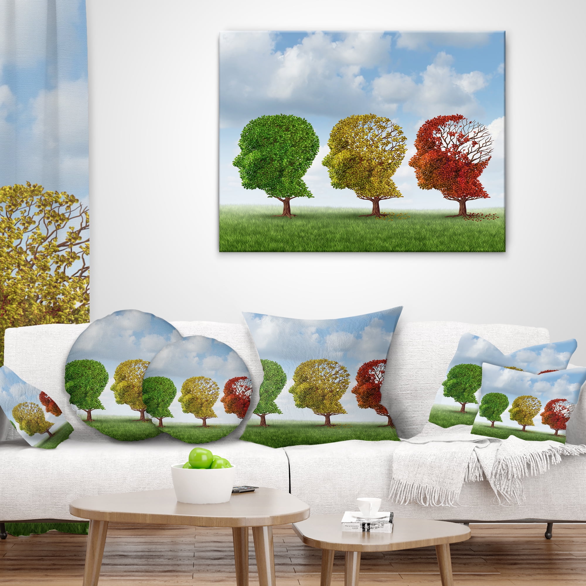 Designart Brain Aging - Abstract Throw Pillow - 16x16