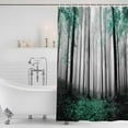 thumbnail image 3 of Turquoise Forest Shower Curtain, Waterproof Shower Curtains for Bathroom, Vintage Foggy Woods Tree Mysterious Washable Fabric Bathtub Curtain Set Bath Decor with 12 Hooks 48"x72", 3 of 8