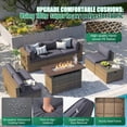 thumbnail image 5 of Clouddwell 15 Piece Patio Furniture Set with 44” Fire Pit Table Wicker Rattan Patio Conversation Set Outdoor Sectional Sofa Set with Coffee Table and Gray Cushions(Waterproof Cover Included), 5 of 9