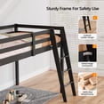 thumbnail image 4 of Ktaxon Junior Low Loft Bed with Stairs, Twin Wood Bunk Bed Frame for Adults, Kids and Young Teens, No Box Spring Required, Black, 4 of 9
