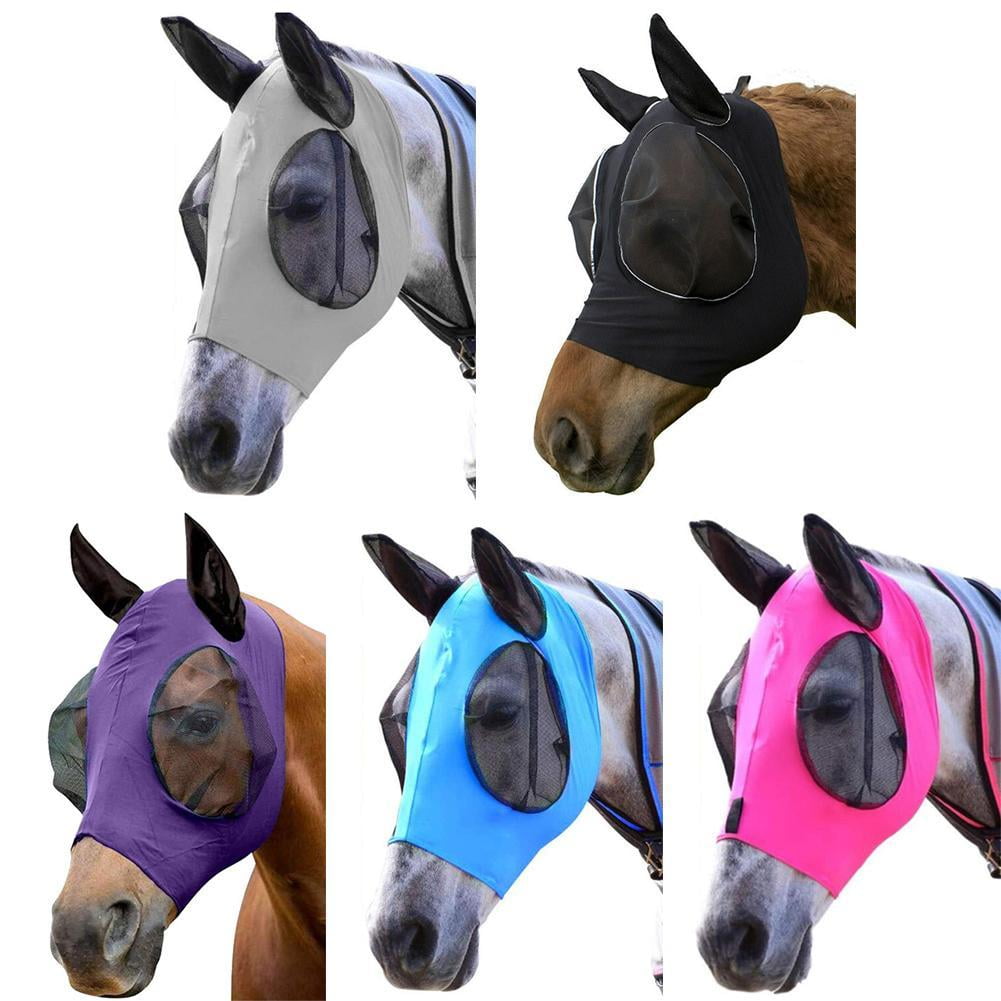 C-04-W Horse Fly Mesh Mask Spring Summer Airflow Uv Mosquitoes  Equine Pink 
