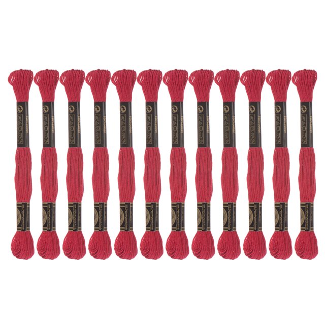 Unique Bargains 12 Écheveaux Fil à Broder 8 m Chacun Long Fibre Coton Fil pour Point de Croix Vermillon