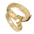 thumbnail image 3 of Pompeii3 Channel Brushed Wedding Band Set 14K Yellow Gold for Men and Women, 3 of 5