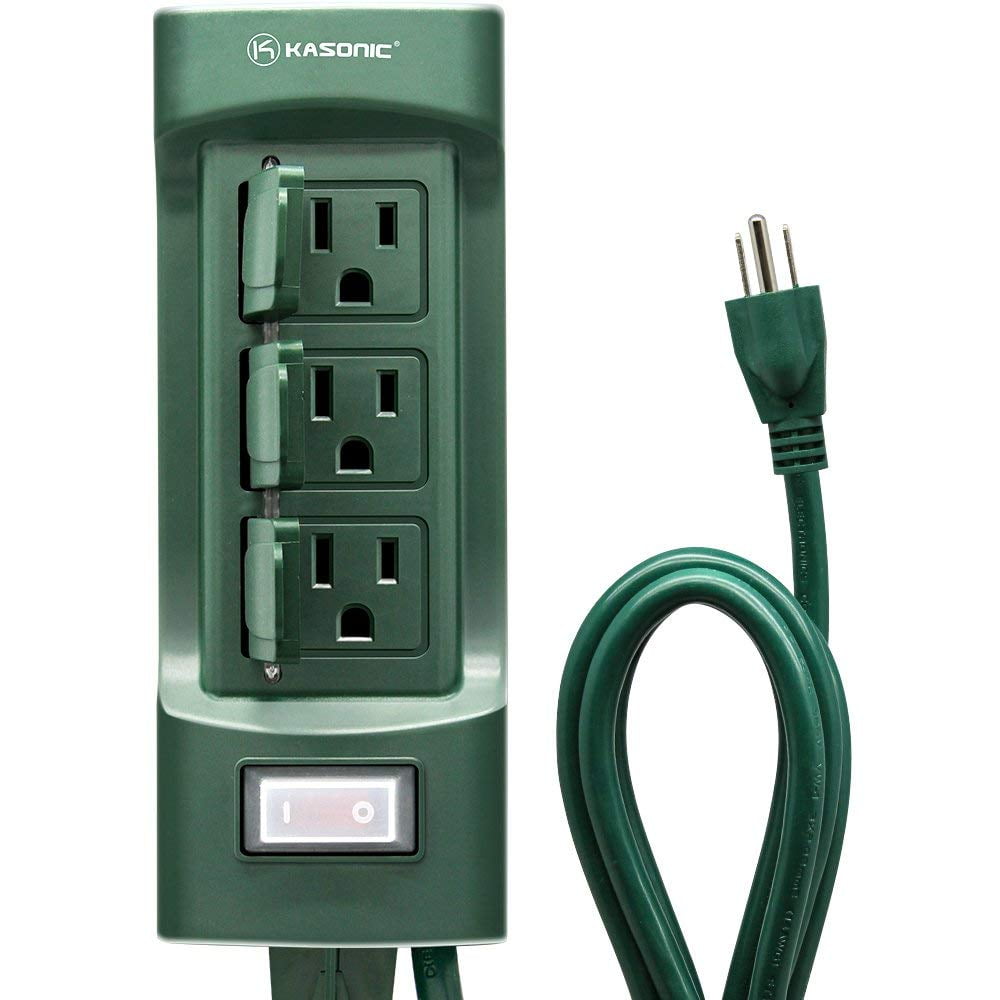 Kasonic Outdoor Power Stake 6 Double Sided With Weatherproof Kasonic Outdoor Power Stake 6 Double Sided With Weatherproof Safety Flip Covers Surge Protectors 9 Ft Extension Cord Strip Overload Protection