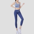 thumbnail image 2 of Hpapadks Women Workout Sets 2 Piece Quick Dry Solid Tracksuit Yoga Sports Bra High Waist Stretch Leggings Pants Set Yoga Outfits for Women Blue L, 2 of 5