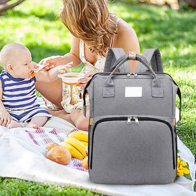 Fiudx Mochila Portátil, Cama Plegable de Gran Capacidad, Bolsa de Almacenamiento Aislante, Diseño Fácil de Limpiar, Cambio de Pañales de Viaje, Aventura Al Aire Libre para Padres y Bebés.
