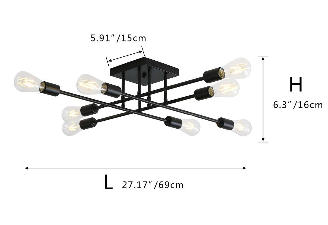 Aiwen 8-light Sputnik Semi-flush Mount Ceiling Lamp Modern Chandelier Lamp Fixture