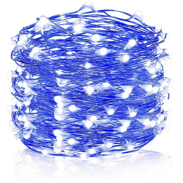 Cadena de luces LED a batería, 1 paquete de 50 mini luces de cadena de alambre de cobre con estrellas para dormitorio, Navidad, fiestas, bodas, centro de mesa, decoración (5 m/16 pies)