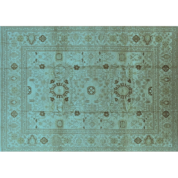 Ahgly Company Indoor Rectangle Oriental Light Blue Traditional Area Rugs, 5' x 7'