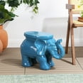 thumbnail image 3 of JONATHAN Y White Elephant 14.25" Ceramic Garden Stool, Blue, 3 of 9