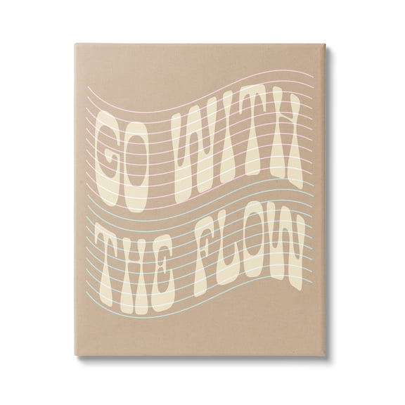 Stupell Retro Go With The Flow Stripes Inspirational Painting Gallery Wrapped Canvas Print Wall Art