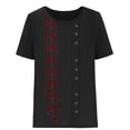 thumbnail image 4 of Blusas de Manga Corta para las Mujeres Impreso Cómodo Suelto Botón Corte Cerradura Casual Cuello Redondo Superior, 4 of 4