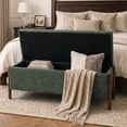 thumbnail image 6 of Vknow Furniture Chenille Storage Bench with Solid Wood Legs and Hinged Lid for Bedroom Entryway and Living Room,Green, 6 of 9