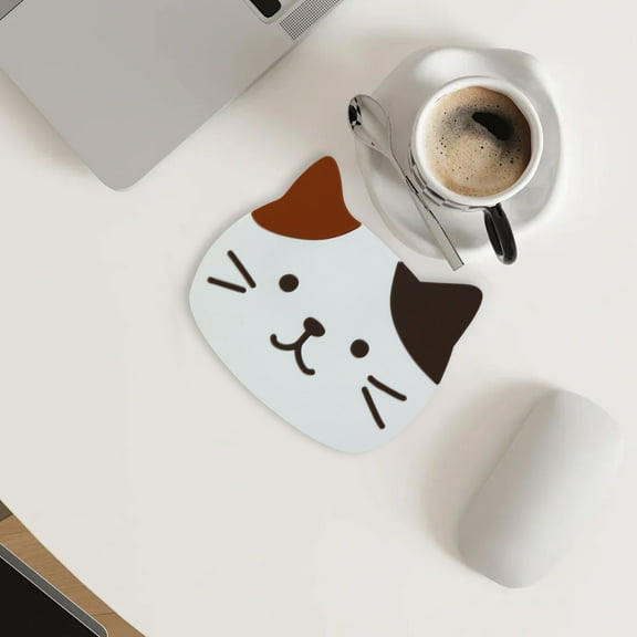 PATLOLLAV 1 Pcs Cute Kitty Silicone Coaster, Non-Slip Cup Mats for Desk Drink Table Decor Kawaii Accessories Gift Choice