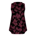 thumbnail image 6 of KBZDBZC Tank Tops Women Tank Tops for Women Vintage Print Summer Sleeveless Button V Neckline Ruched Pleated Tunic Shirts Loose Flowy Cozy Blouse Oversized Tshirts for Women (Wine Red,XL), 6 of 6