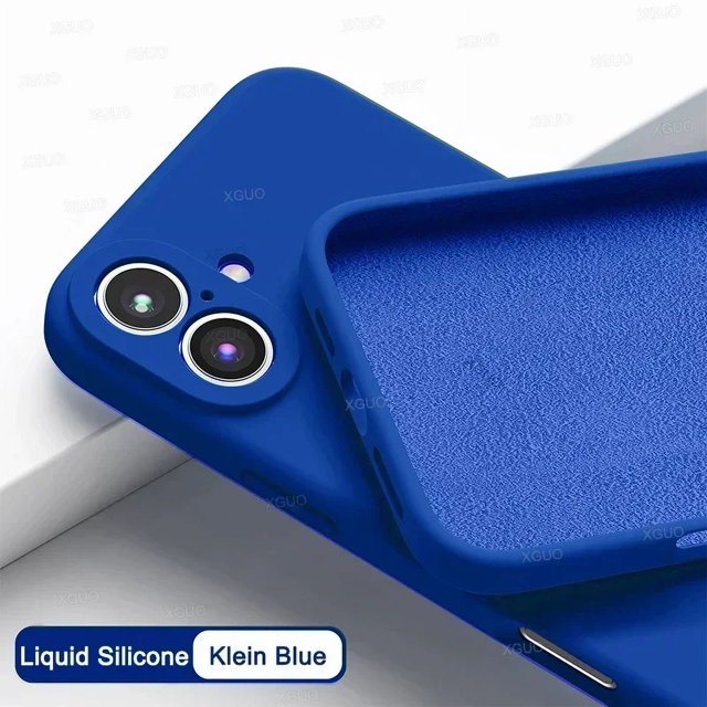 Original Liquid Silicone Phone Case For iPhone 16 15 13 14 11 12 Pro Max Plus High Quality Solid Color Anti-Fall Pink Soft Cover