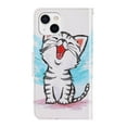 thumbnail image 4 of Allytech Wallet Case for iPhone 13 Mini 2021 Cover with Card Holder, Colorful PU Leather Folio Kickstand Feature Protective Magnetic Snap Case with Wrist Strap for iPhone 13 Mini 5.4", Smile Cat, 4 of 5