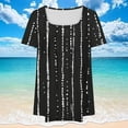 thumbnail image 3 of Hvyesh Plus Size Tops for Women Casual Square Neck Short Sleeve Tshirt Loose Fit Summer Stripe T Shirts Trendy 2025 Hasta 70% de descuento, 3 of 4