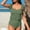 A Army Green, variant on Tankini Swimsuits for Women Two Piece Bathing Suits Crop Top with High Waist Bottoms Tummy Control Summer Beach Pool Swimwear with Chest Pad Blue M