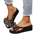 thumbnail image 3 of Cathalem Women's Fashion Design Slides Sandals Backless Summer Flats Sandals,Yellow 42, 3 of 5