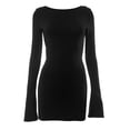 thumbnail image 1 of Diconna Robe Courte Ajustée d'Automne pour Femmes Noire à Manches Longues Dos Nu avec Nœud Robe de Cocktail, 1 of 9