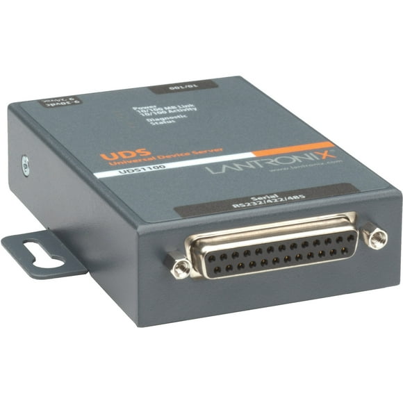 Lantronix UDS1100, One Port Serial (RS232/ RS422/ RS485) to IP Ethernet Device Server, UL864, US Domestic 110VAC