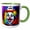 Green/White, variant on 3drose, Proudly-looking Smiling Colorful Clown. Funny and Cool Digital Art, 15oz Mug