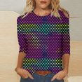 thumbnail image 2 of Penkiiy T-Shirt de la Saint-Valentin pour Femmes Manches 3/4 Col Rond Mignon Cœurs Graphiques T-Shirts Mode Décontractée Blouse S Multicolore, 2 of 5