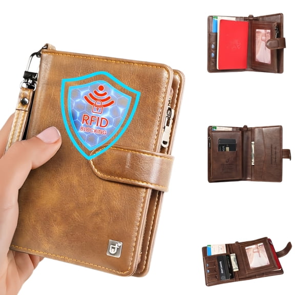 Passport Holder for Travel Essentials, Passport Wallet Cover Case for Travel Must Haves Accessories, RFID Blocking Faux Leather Card Case, Passport Book Holders for Women and Men (Brown)