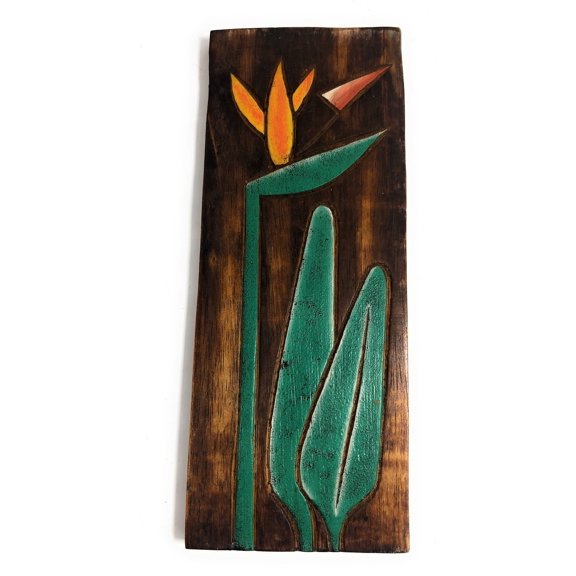 Bird Of Paradise Flower Relief 12" X 5" - Wall Art Wood Panel | #dpt516230