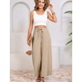 thumbnail image 6 of Womens Cotton Linen Pants Summer Casual Beach Pants Drawstring Flowy Wide Leg with Pockets Color L, 6 of 9